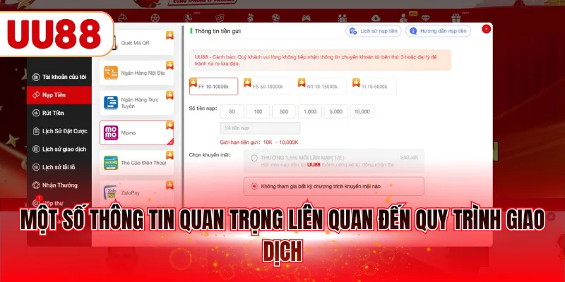 Một số thông tin quan trọng liên quan đến quy trình giao dịch